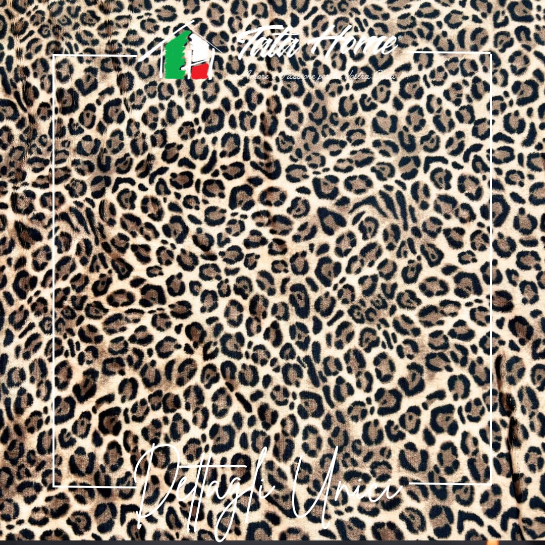 Tata Home Coperta Pile Plaid Divano e Letto Pesante e Caldo Peluche con Retro Sherpa Fantasia Animalier Misura 127x152 cm Leopardato