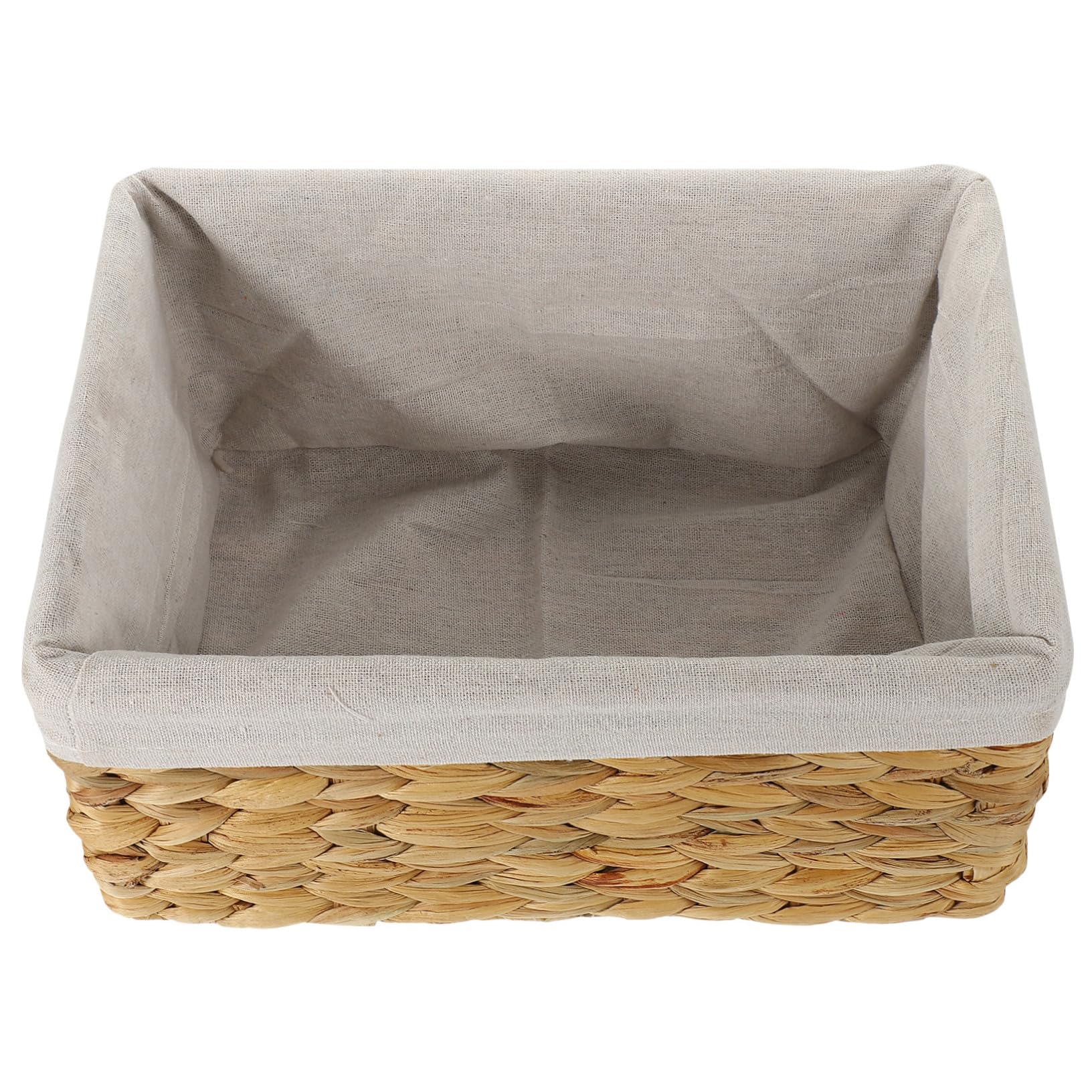 Ciieeo Cesta Organizadora Tejida de Hyacinth con Forro de Lino para Almacenamiento y Organización en Sala o Escritorio con Gran Capacidad Rectangular