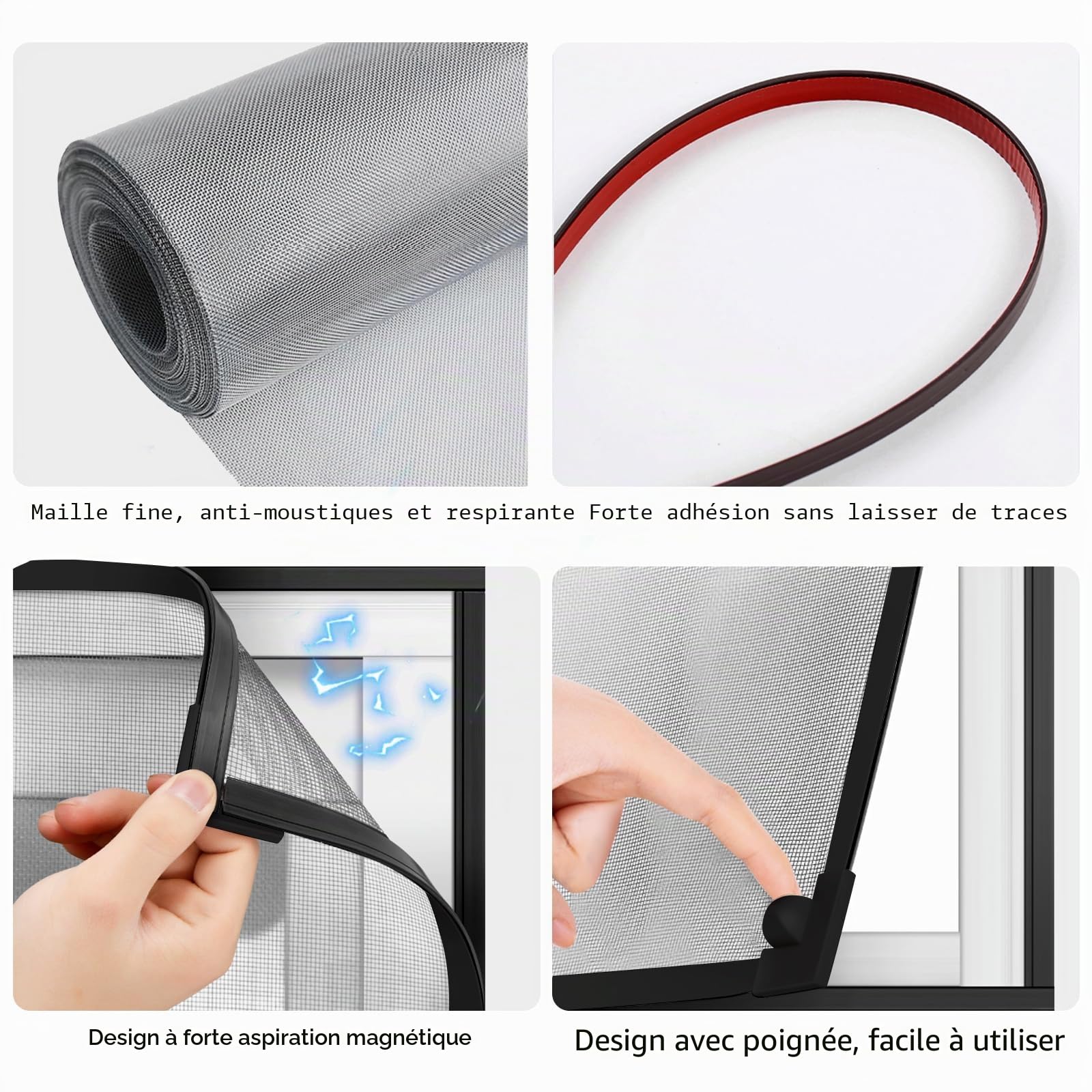 Moustiquaire magnétique pour fenêtre Diy, 130 x 120 cm, découpable jusqu'à la longueur, moustiquaire pour fenêtre, cadre magnétique, cadre magnétique pour fenêtre