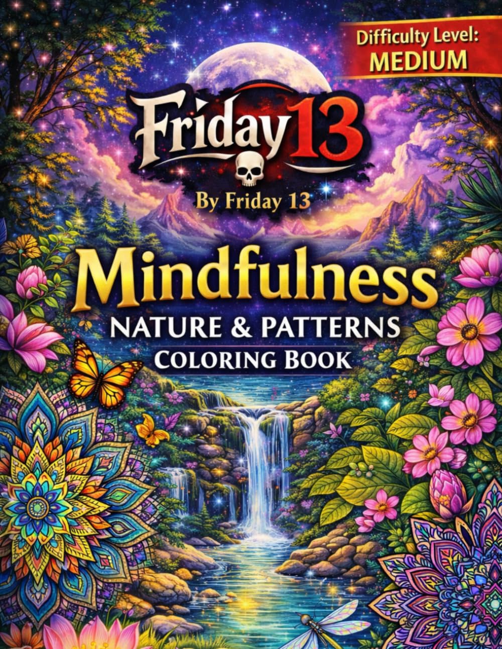 Friday 13: Mindfulness Nature & Patterns Coloring Book: For Adults & Teens – Volume 3 (Friday 13 Coloring Books)