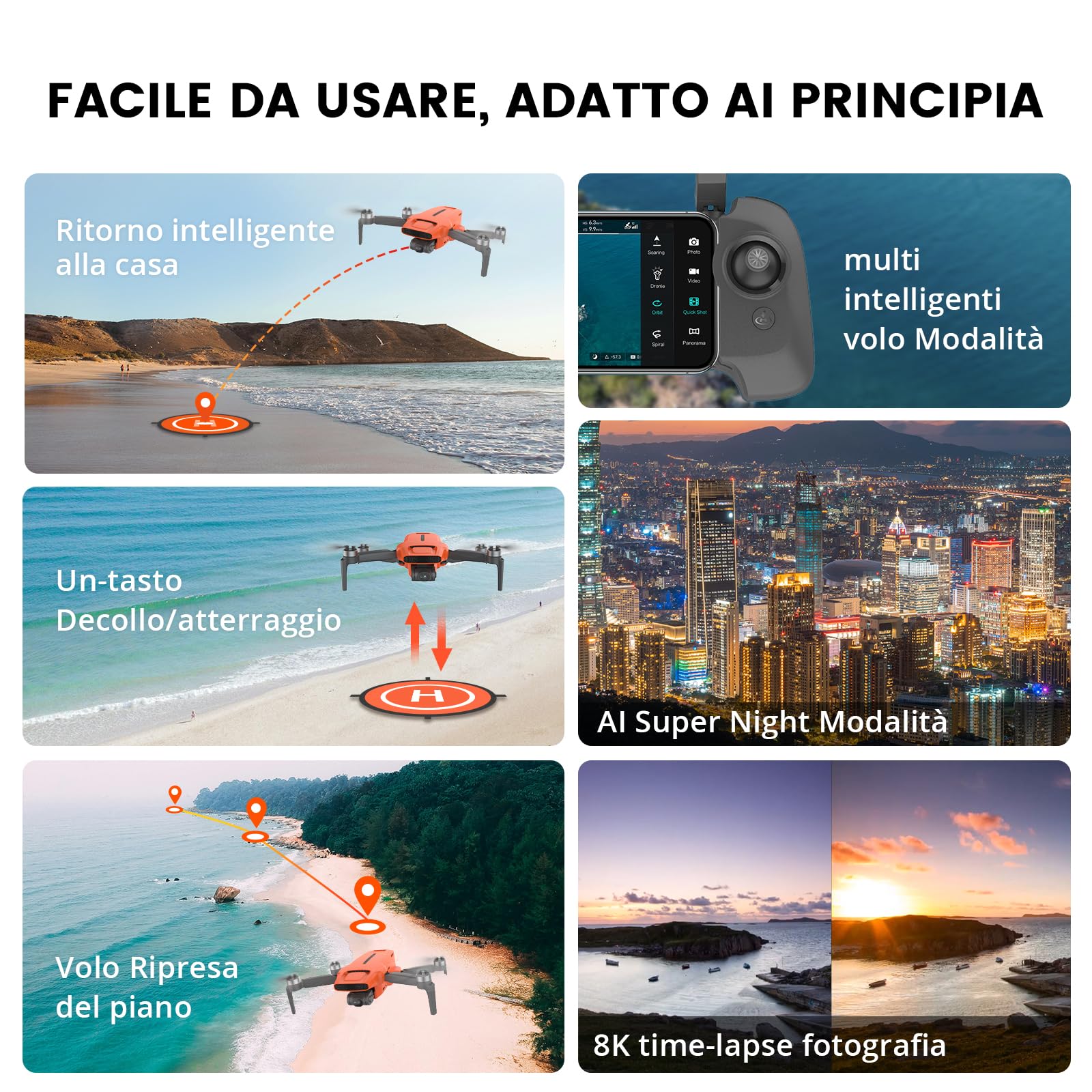 FIMI Mini 3 4K GPS drone 3 assi gimbal, sotto i 249g, video 4K/60FPS, foto 48MP, trasmissione 9KM, 64 minuti volo tempo, video notturno AI, tracciamento visivo, ritorno automatico, adulti principianti