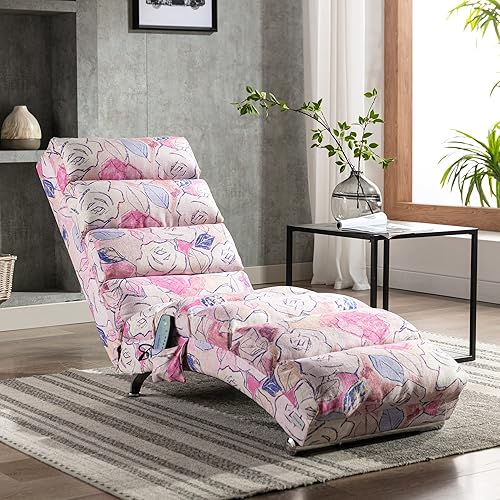HomSof Chaise Lounge - Silla de interior sin brazos con masaje moderna tumbona larga con patas de metal para oficina o sala de estar talla única