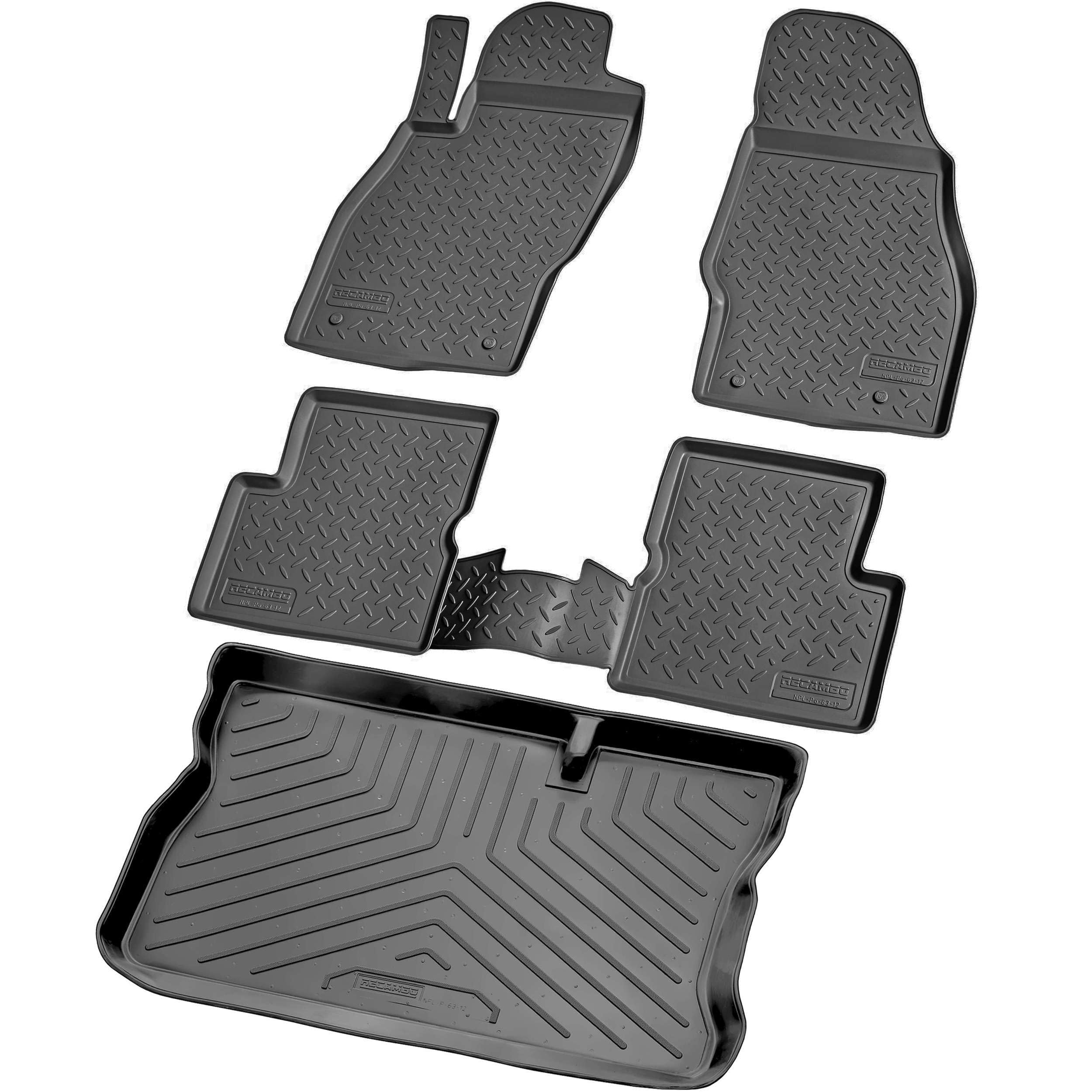 RECAMBO Gummimatten & Kofferraumwanne Set passend für Opel Corsa D, Corsa E | ab 2006> - 100% passgenaue Auto Fußmatten und Kofferraummatte aus hochwertigen rutschfesten TPE - Schwarz