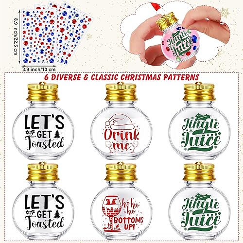 Miniatura 3 de Aodaer Paquete de 48 bolas de Navidad rellenables con calcomanías, adornos redondos transparentes para árbol de Navidad, botellas de agua, botellas