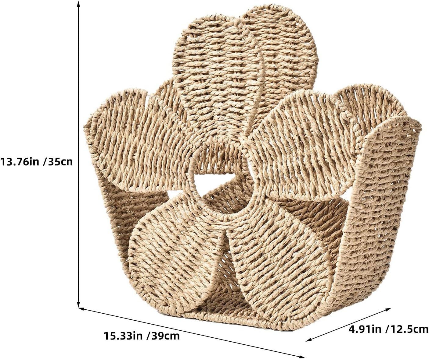 Magazine Holder Basket: Paper Rope Handwoven Organizer Bin - Countertop Woven Magazine Basket Document Holder for Living Room, Office, Dorm Organization
