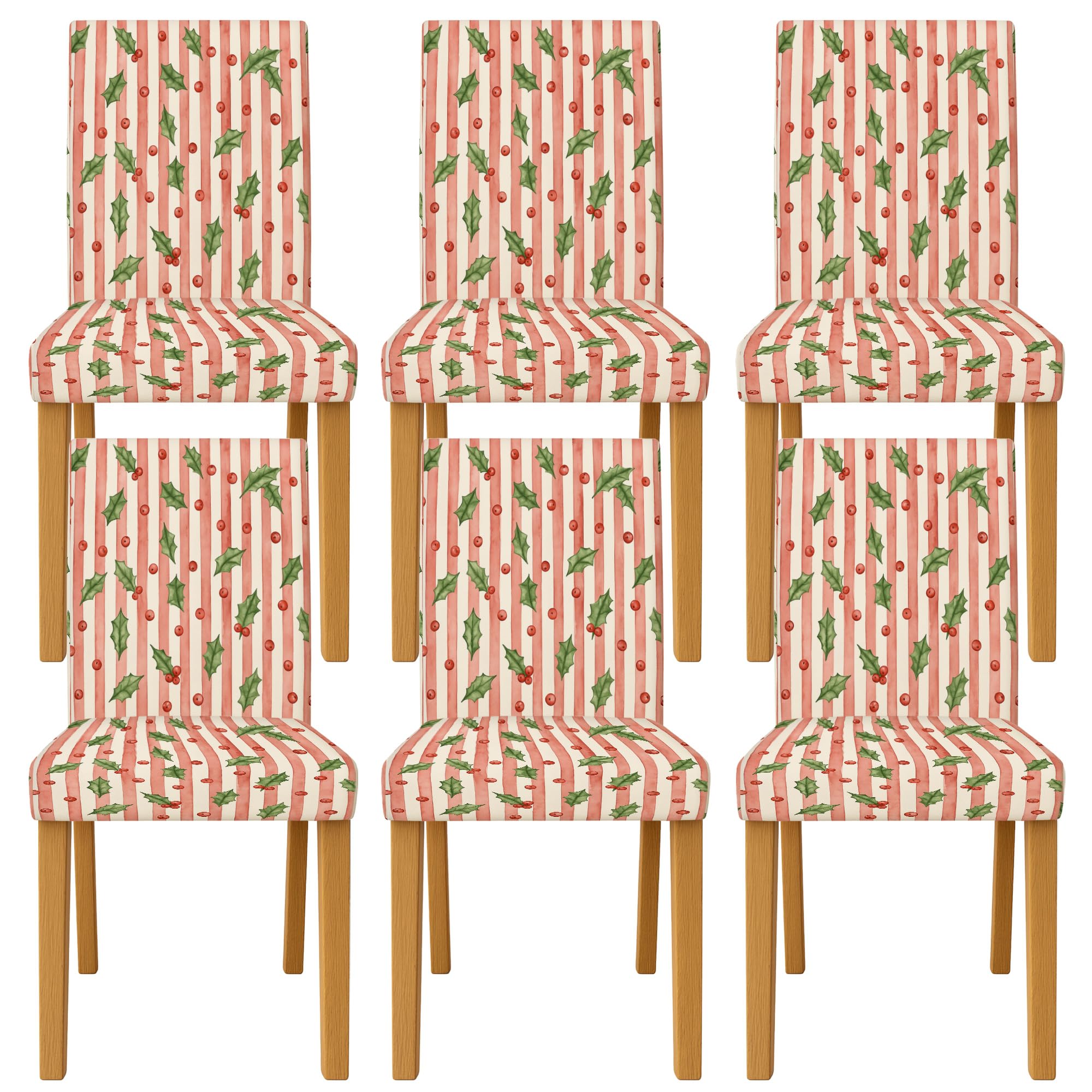 Housses de chaise de salle à manger motif houx pour repas de fête en famille