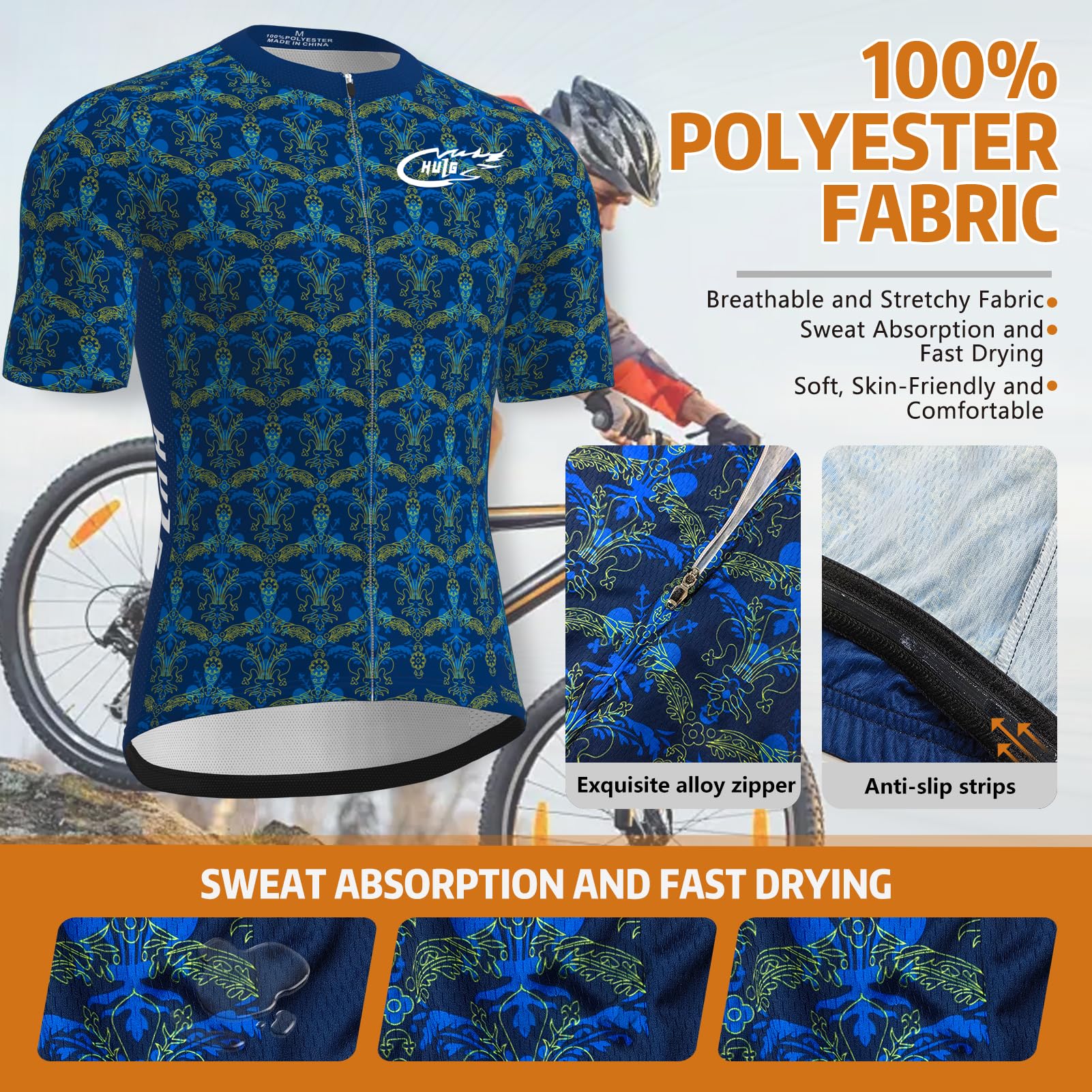 Maillot Ciclismo Hombre - Top Ciclismo Verano Manga Corta,Maillot Ciclismo Montaña MTB Transpirable Secado Rápido,Mono Profesional Ciclismo Carretera y Montaña