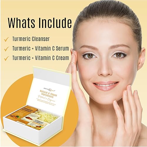 Miniatura 9 de Dermaxgen Kit completo de cuidado facial de cúrcuma, piel orgánica brillante antienvejecimiento, rejuvenecedor, estimulante de colágeno e