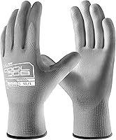 Vista 8 de COOLJOB Paquete de 12/60 pares de guantes de trabajo de seguridad a granel con revestimiento de poliuretano de agarre, guantes de punto sin costuras