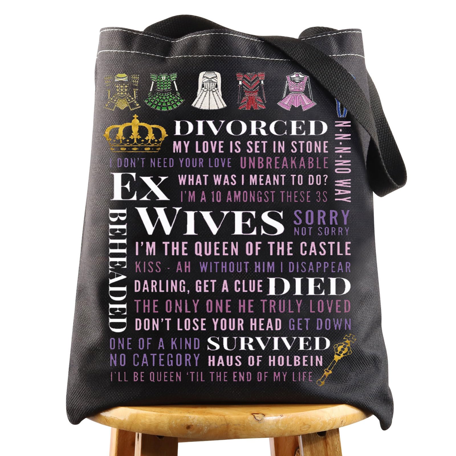 WZMPA Broadway SIX Musical Tote Bag Six Queen Musical Gift Broadway Theater Reusable Grocery Bag SIX Musical Theater Merch