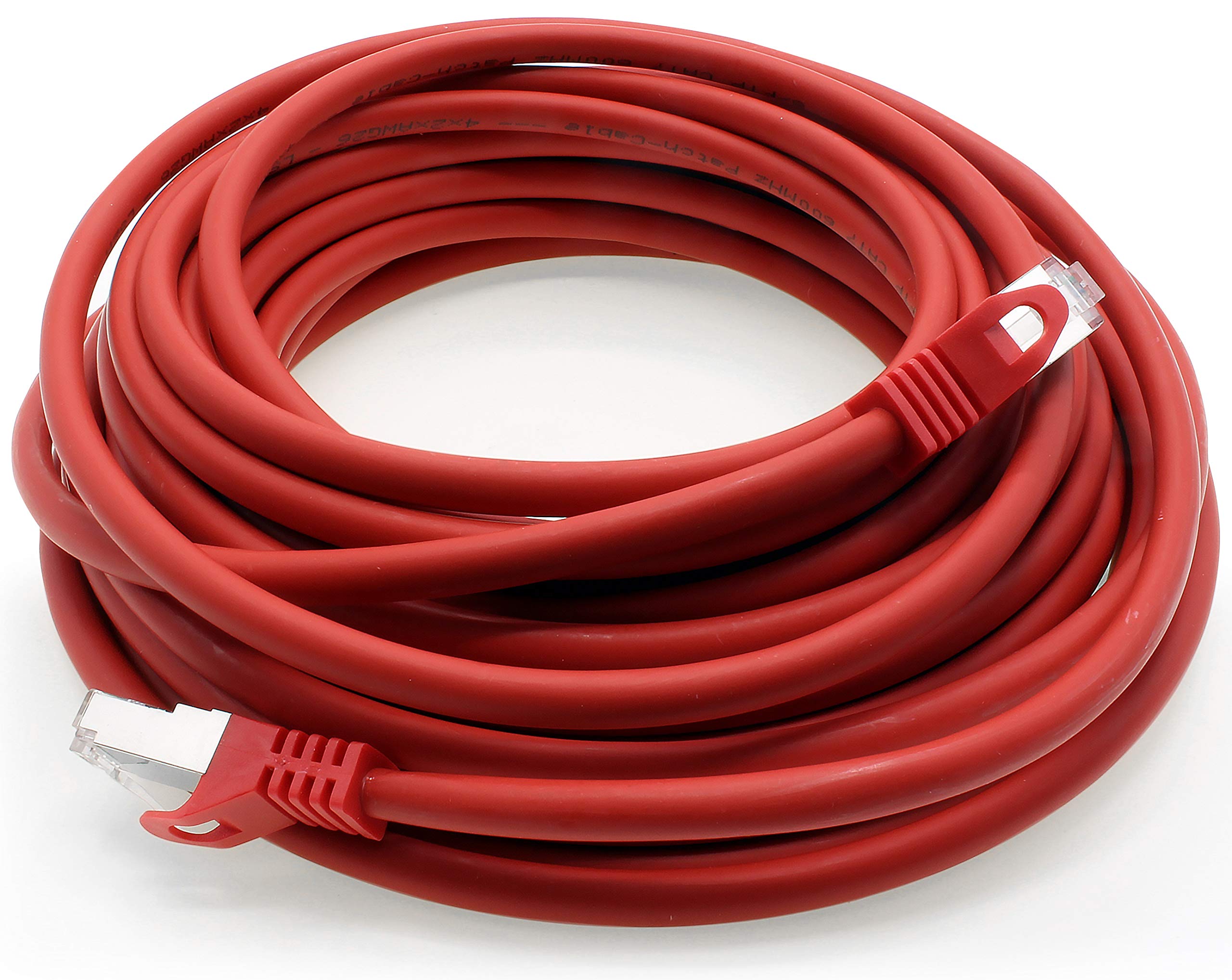 Cable de red Cat. 7, cable de conexión Ethernet, cable de red CAT.7, S-FTP, PIMF, LSZH, compatible con CAT5e, CAT5, CAT6, CAT8, 10 Gb Rojo - 10 piezas 10 m