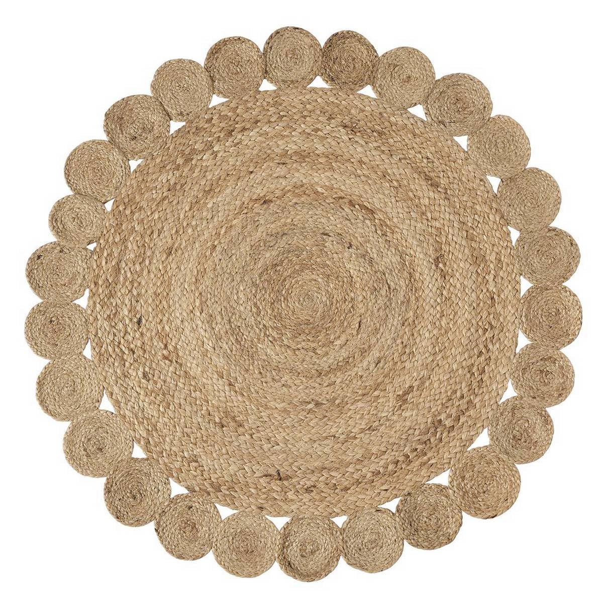 LOLAhome Alfombra Trenzada con círculos Natural de Yute de Ø 120 cm