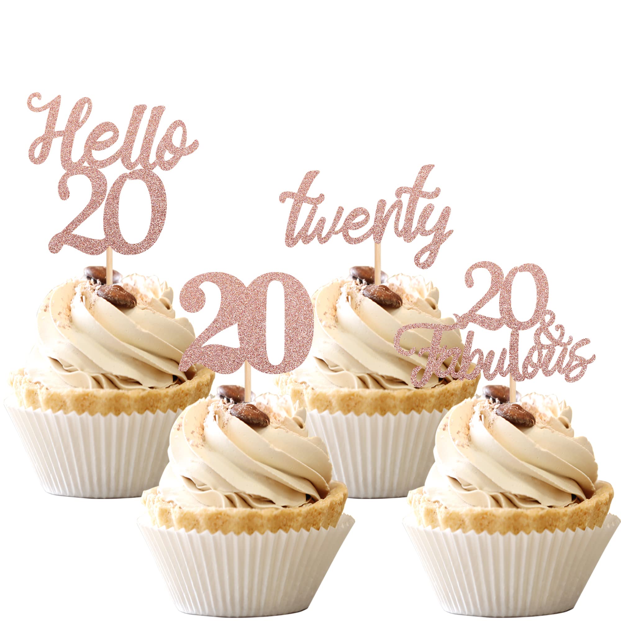 カップケーキピック Amazon.co.jp: 20歳の誕生日カップケーキトッパー Hello 20 ケーキ