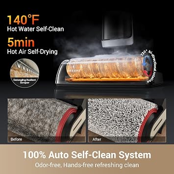 dreame H14 Cordless Vacuum Mop, 180 Lie-Flat Wet Dry Vacuum cleaner, 140F Brush Washing, Fast Hot Air Drying in 5Mins, Smart Hard Floor Cleaner Machine with Powerful Suction, Great for Sticky Messes