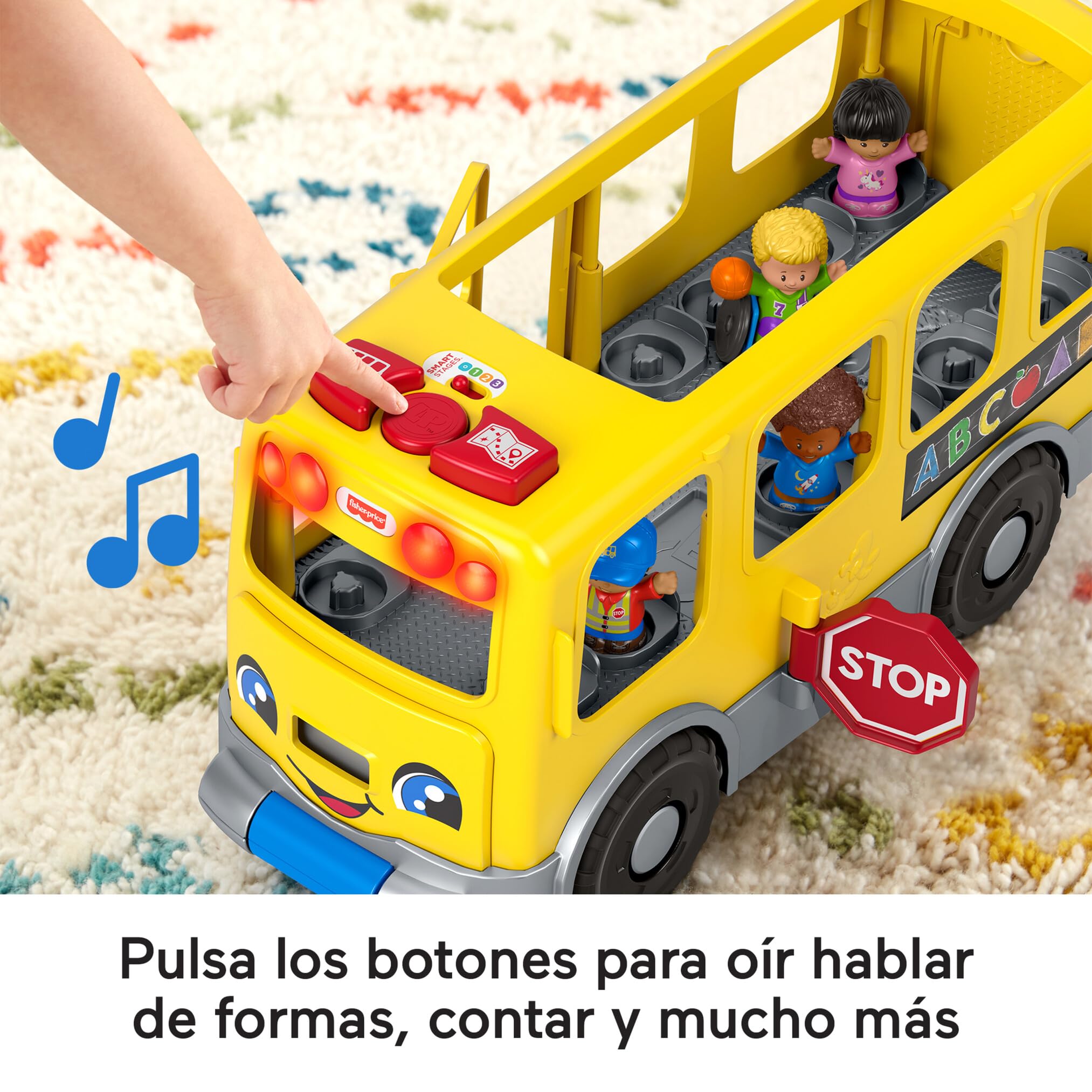 Fisher-Price Little People Autobús Escolar Grande Juguete de Arrastre con 4 Figuras, bebés +1 año, versión español (GTL68)