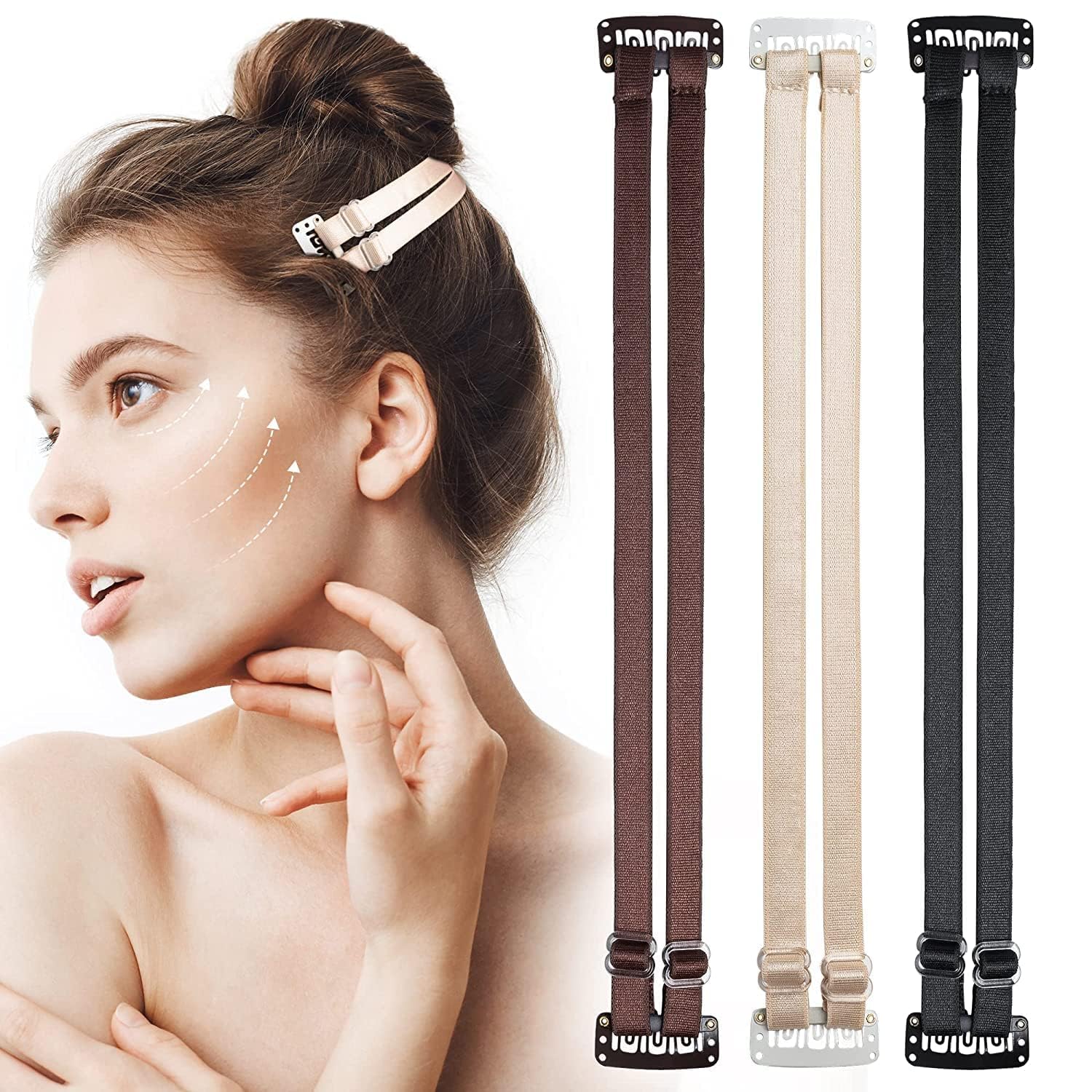 NESTVORA Invisible Face Lift Tape Kit with Facelift Bands & Clips, Instant V-Line Face Slimming Strap, Eyebrow Lift Tap, Eye Corner Lifting Patch, Adjustable Anti-Aging Face Contouring Band for Women-image-27