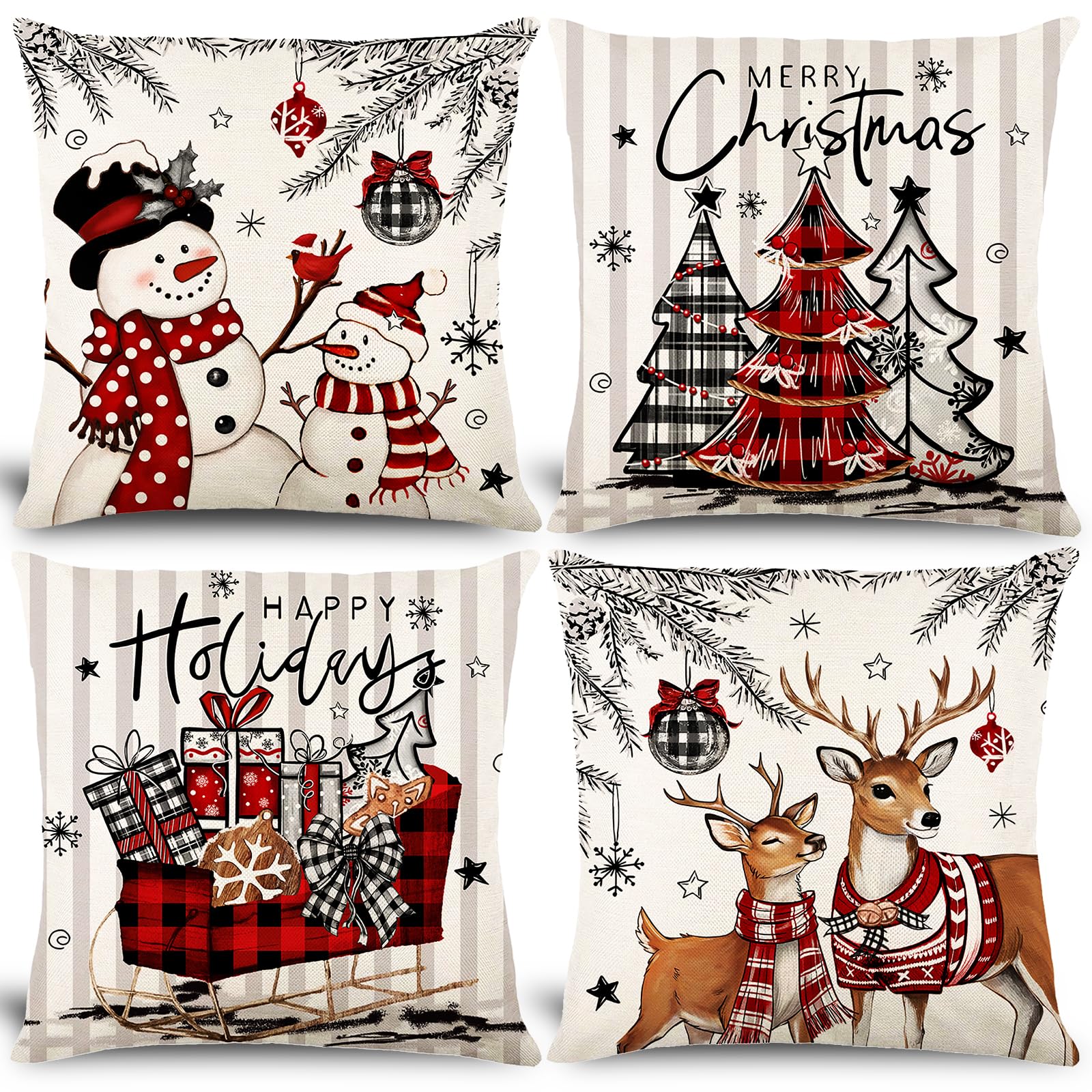 Juste De Coussin Joyeux Noël Pour La Décoration De La Maison, Taie D'oreiller, Ornements, Nouvel