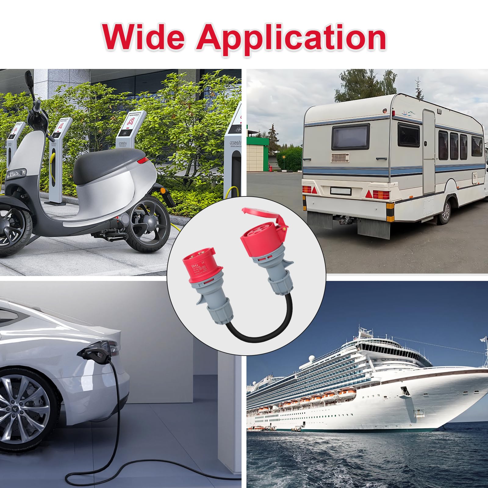 AOHEWEI CEE Adaptateur 5 Broches 32A à 16A, 415V triphasé convertisseur de prise CEE à 0,5 mètre, câble robuste 5 x 2,5 mm² raccord étanche IP44 pour chargeur de véhicule électrique et équipement