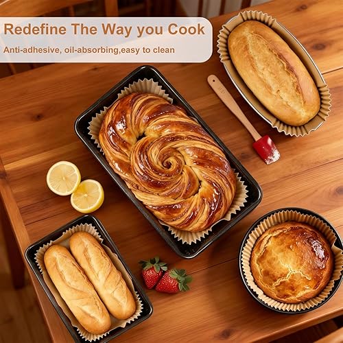 Miniatura 6 de Forros para pan para hornear pan de 9 x 5 pulgadas, 180 forros antiadherentes para pan, sartenes desechables de papel pergamino para hornear 7.9 in