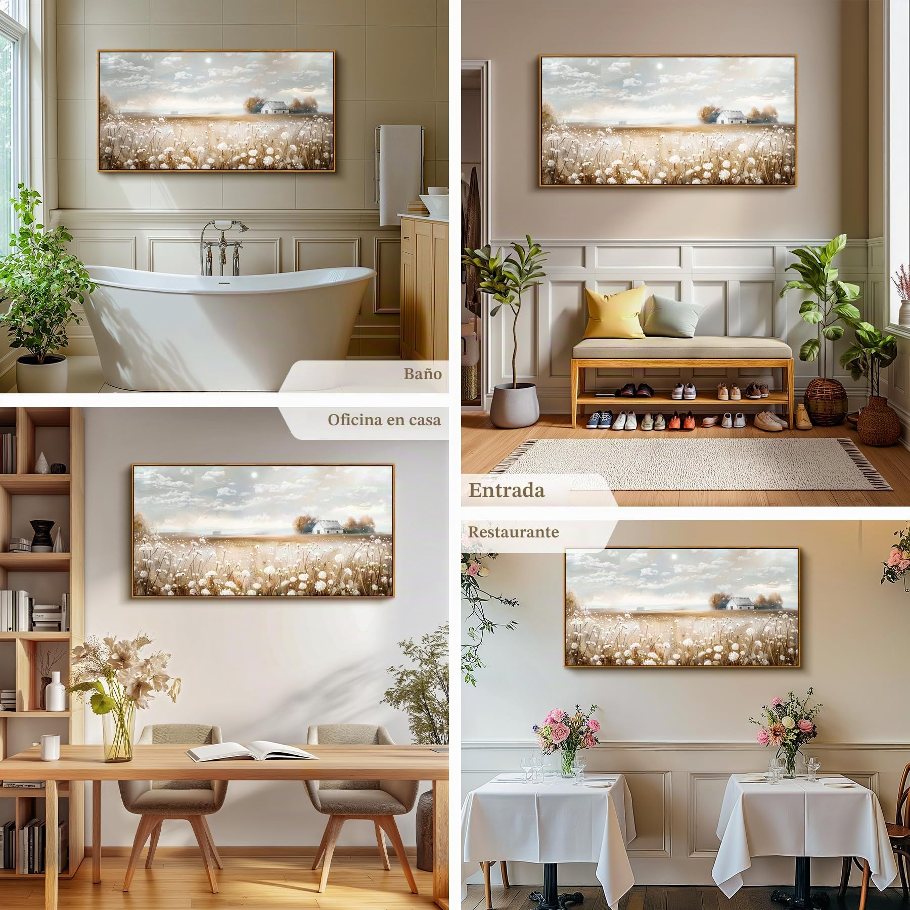 hyidecorart Flores Marcos Cuadros Decoracion Salon Moderno 60x120 cm | Temas Naturales, Impresión HD, Fácil de Colgar, Grandes Formatos, Lienzo, Decoración Mural Hermoso, Regalo, Instalación Fácil