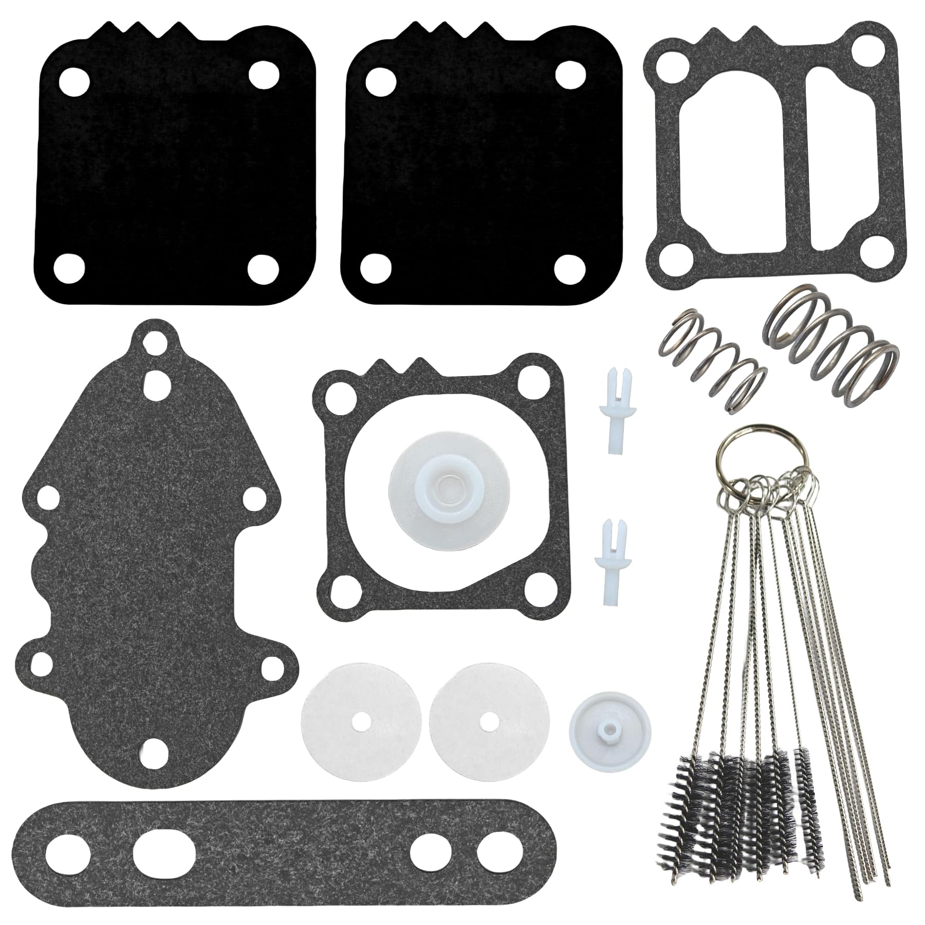 857005A1 Fuel Pump Diaphragm Kit Bundle with Cleaning Brush for Mercury Mariner and Force 30-275 HP Outboard Engines Check Valve 21-43990A10 18-7817