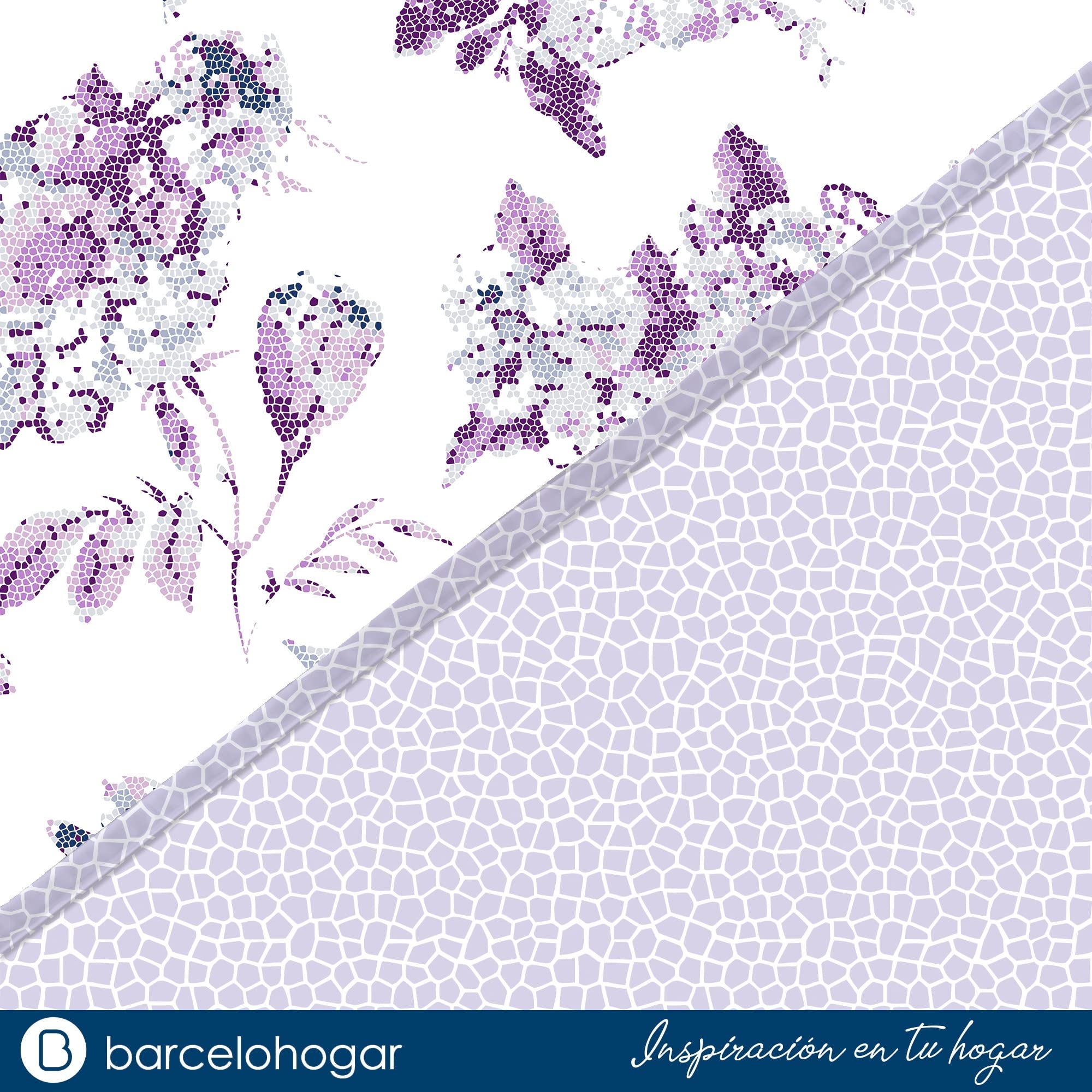 Barceló Hogar Bouti Valeria – Colcha Reversible Con Flores Moradas – Tamaño 105 Cm (200x270) + 1 Funda Cojín – Microfibra