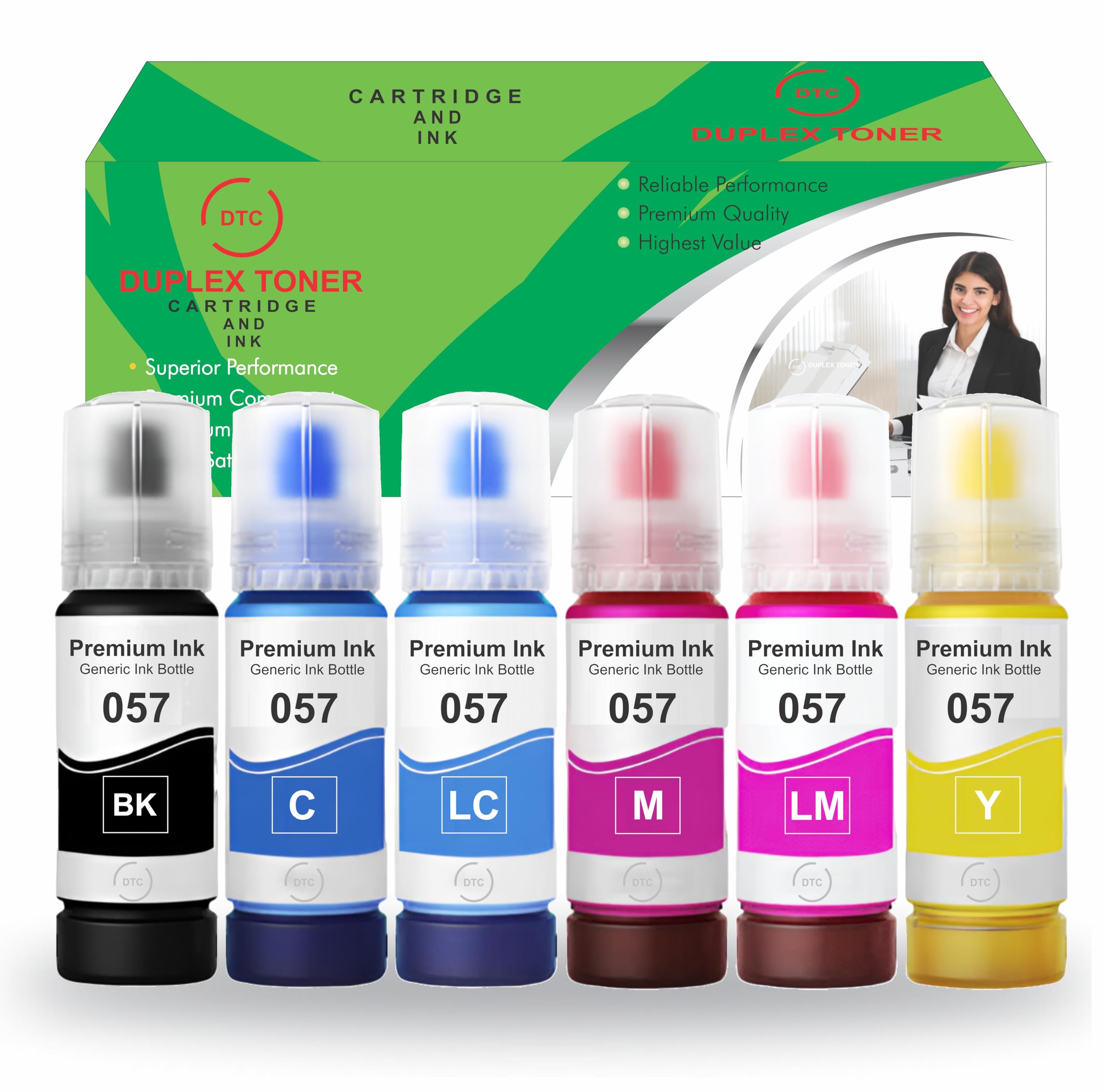 Duplex DTC Refill Ink 057 Compatible with Epson L8050, L18050, L8150W Printer (057 Ink Set)