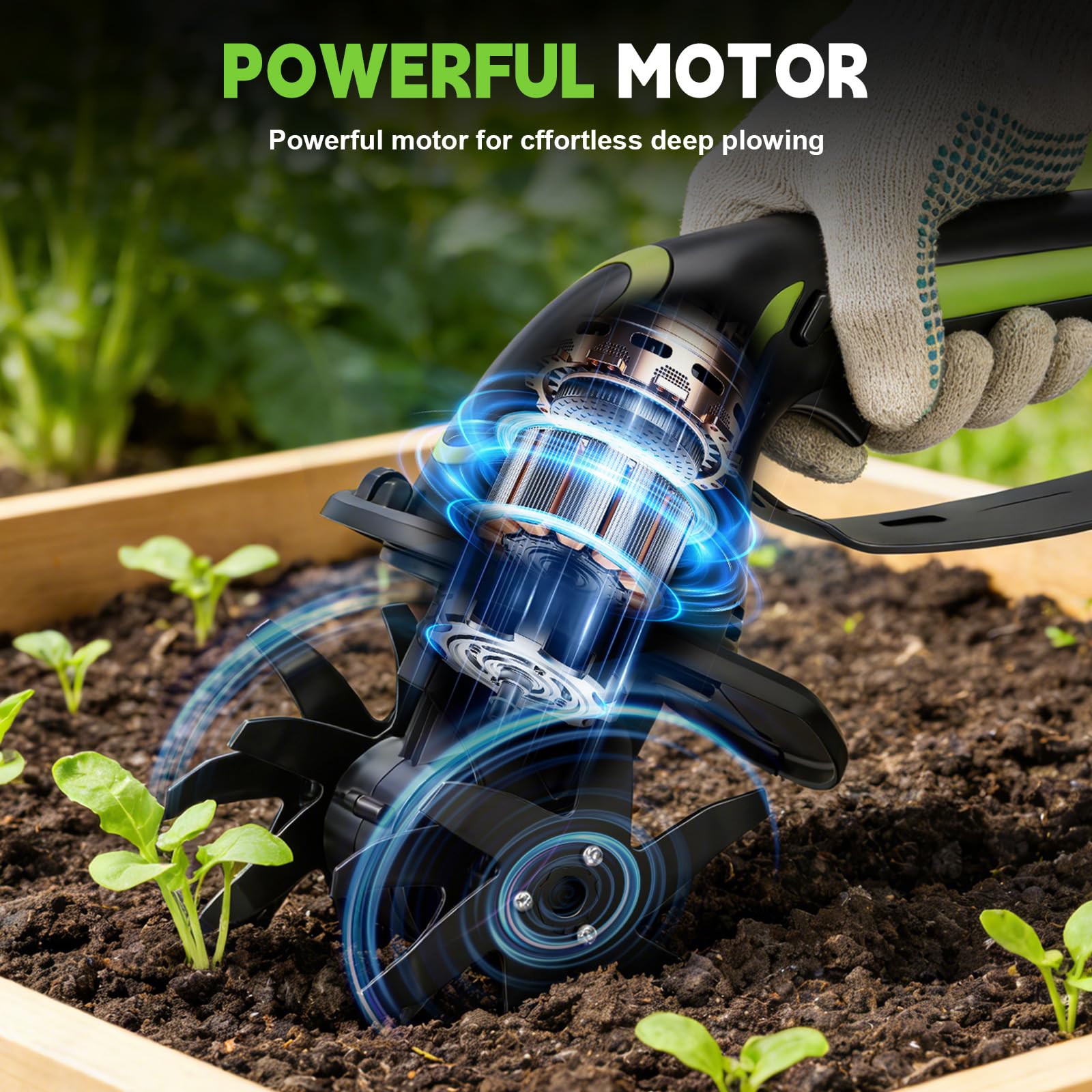 Cultivateur portatif sans Fil Compatible avec Makita 18V Batterie (sans Batterie), rotavateur électrique 550W avec 10cm fraisage Profondeur et 10cm fraisage Largeur, motoculteur (Appareil Seul)