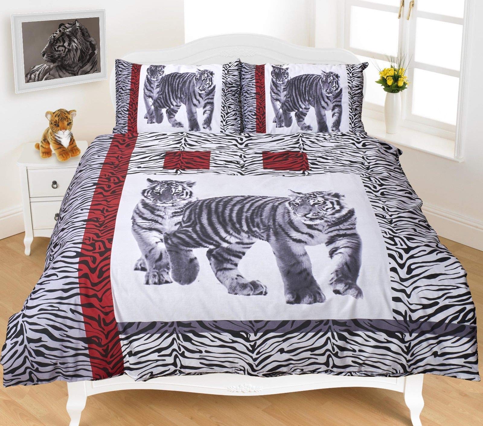 Ehd Tiger Black 3D Animals Pattern Modern Stylish Duvet Cover Sets Quilt Cover Sets Luxurious Bedding Sets By Nz (, Single)