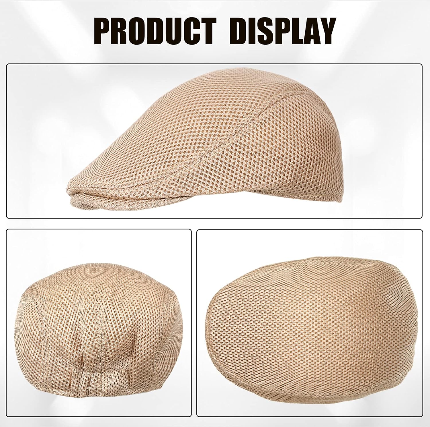 Geyoga 6 Pieces Men's Mesh Flat Cap Breathable Summer Newsboy Hat Cabbie Flat Cap - Image 7