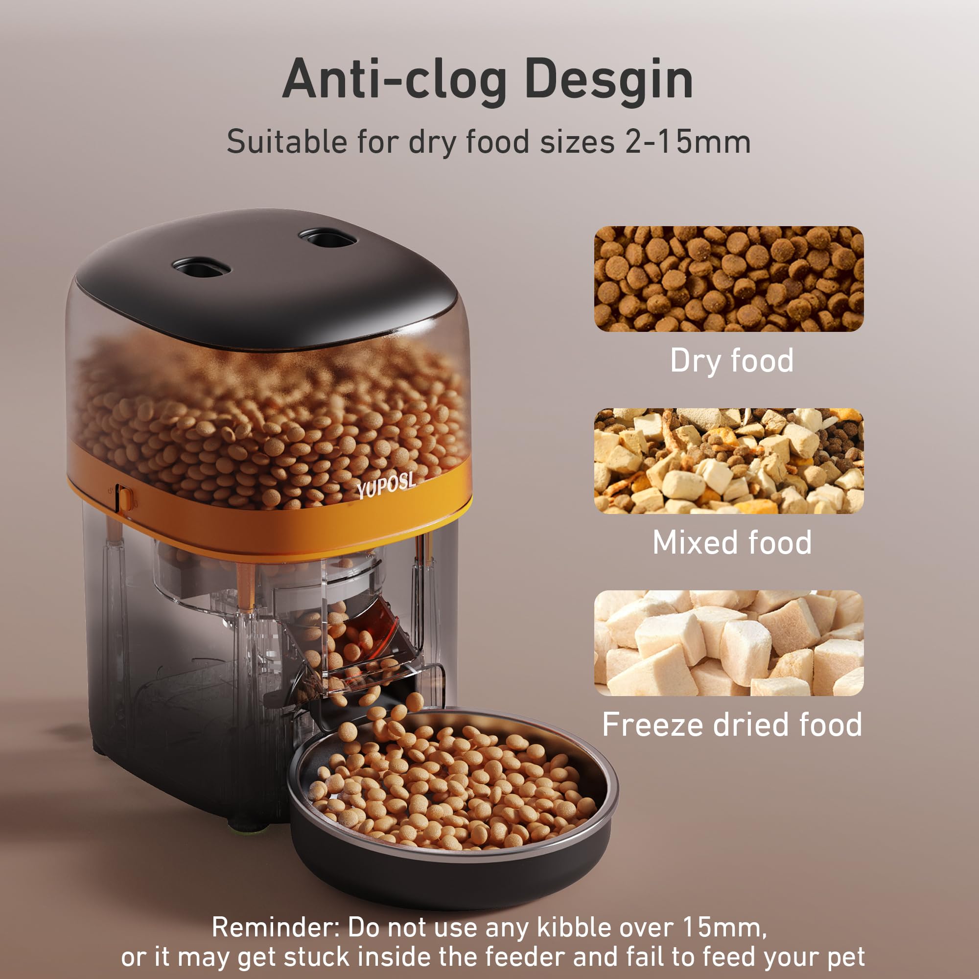 Automatic Cat Feeder - 2L Cat Food Dispenser, Timed Auto Pet Feeder with 180-day Battery Life, 1-6 Meals Per Day, 1-16 Portion, Desiccant Bag Keeps Dry Food Fresh, Also for Small Dogs view 5