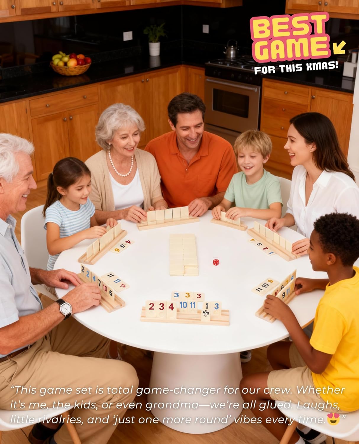 Amazing Pride® Upgraded 2-6 Players Rummy Cube Game with 6 Wooden Racks, 160 Tiles, Drawstring Bag, Premium Portable Zippered Case