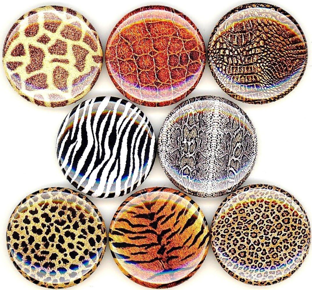 ANIMAL PRINT 8 NEW 1 Inch (25mm) Set of 8 Pinback Buttons Badges Pins