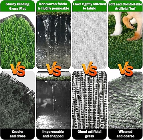 Miniatura 10 de Tapete de césped para perro con almohadilla para orina de 20 x 25 pulgadas, caja de arena para perros pequeños, césped artificial para interiores