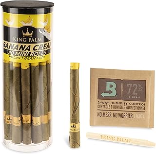 King Palm Flavors Mini Size Cones - 20 Count Tube - Terpene Infused - Squeeze & Pop Pre Rolls - Organic Flavored Pre Rolled Cones - King Palm Flavors Cones - (Banana Cream)