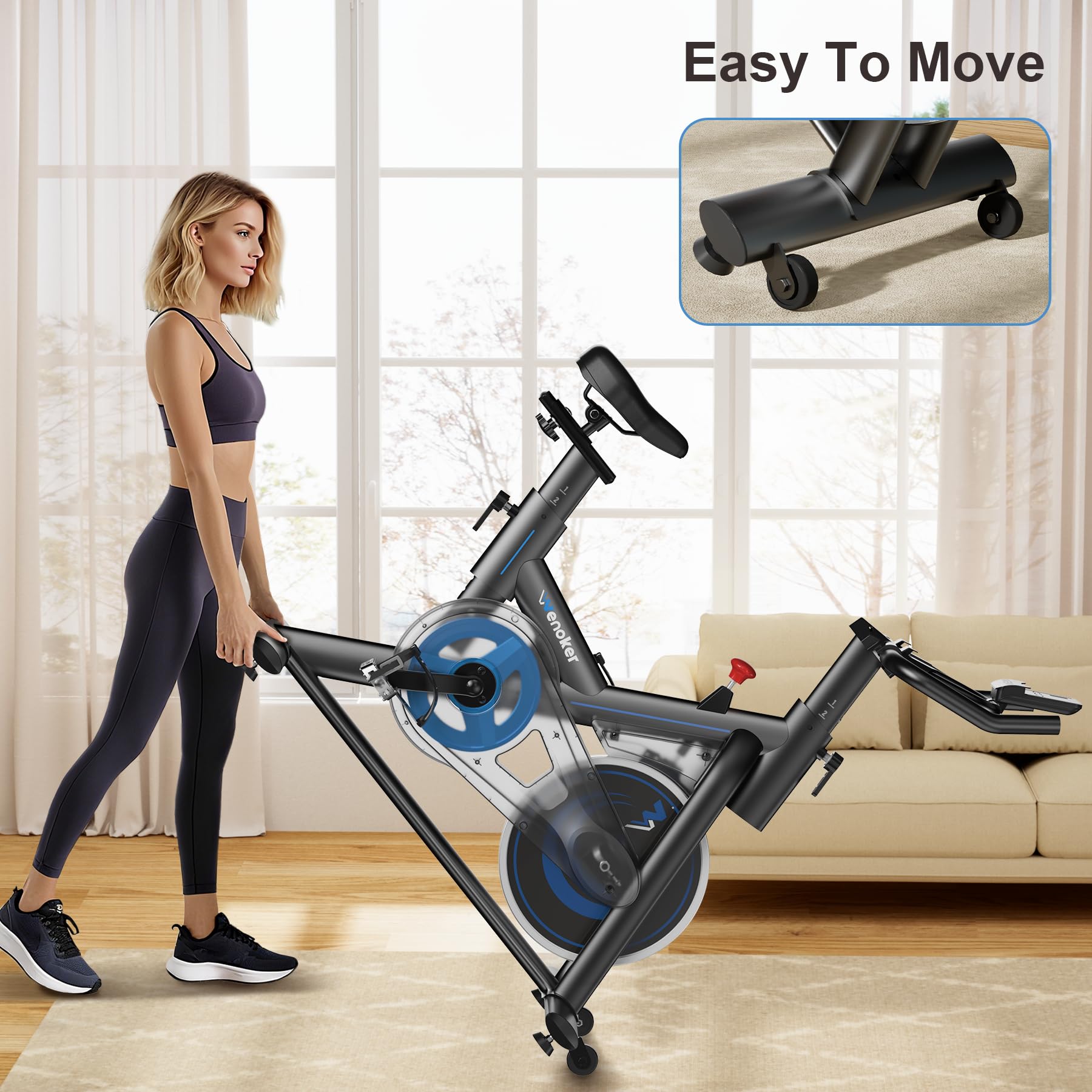 [2026 Update] WENOKER Heimtrainer – Flüsterleises Indoor Spinning Bike, Ergometer mit Magnetwiderstand, schwerem Schwungrad, LCD-Monitor, stationäres Fahrrad, Belastbar bis 160 kg