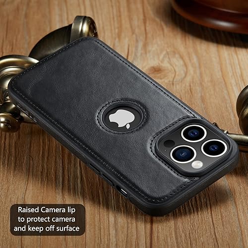 Miniatura 5 de Casus Funda diseñada para iPhone 14 Pro Max de piel vegana, delgada, con logotipo, clásica, de lujo, elegante, funda protectora (2022) de 6.7