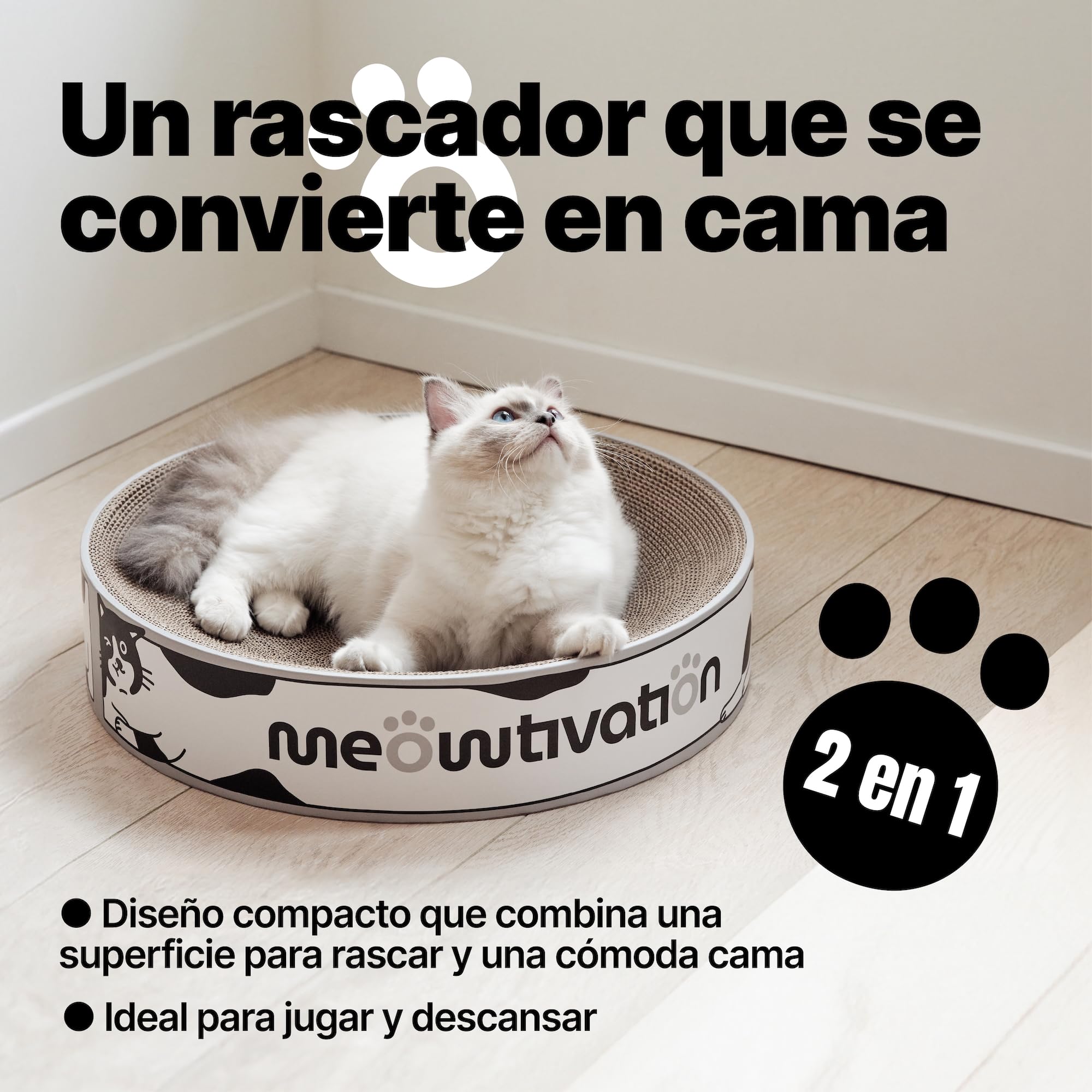 Cama rascadora para Gatos, rascador de cartón Reciclado, Redonda XL 46 cm