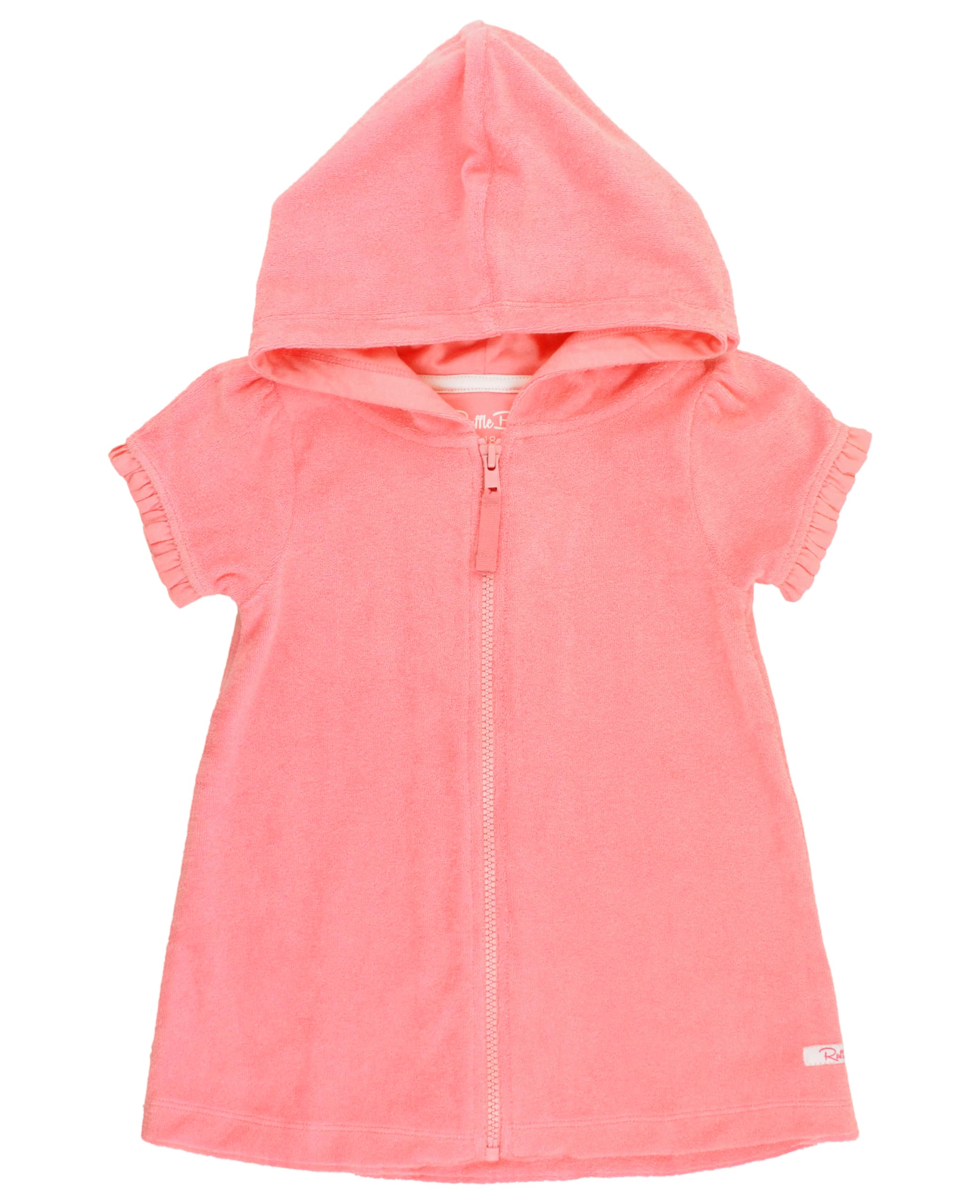RuffleButts Girls Terry Knit Full-Zip Swim Cover-Up Dress