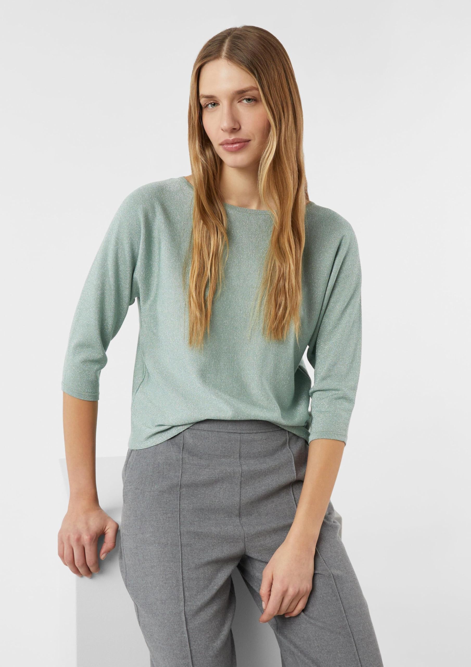 Comma Feinstrick-Pullover mit Glitzergarn und Fledermausärmeln