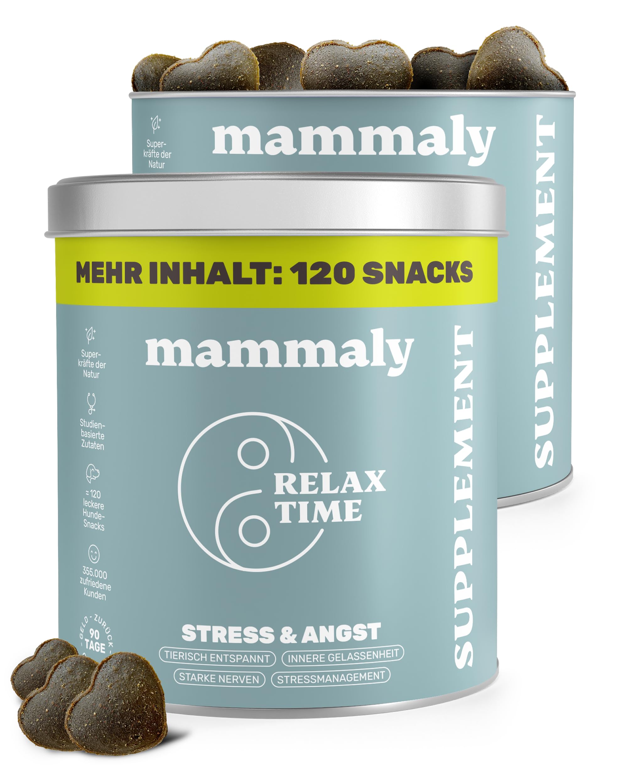 mammaly 2er VORTEILS-Paket: Relax Time® Entspannungs-Komplex mit Baldrian | mit 240 Snacks für Beruhigung & Anti-Stress - mit Bierhefe, Probiotika - DLG zertifiziert - mit Tierärzten entwickelt