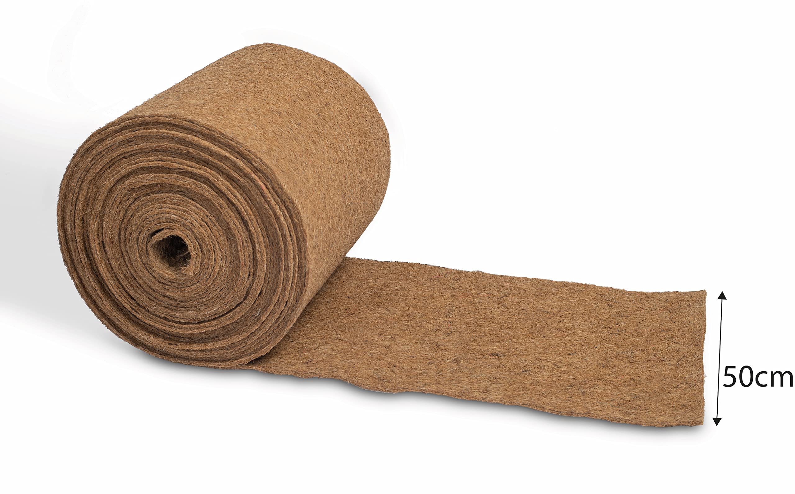 Kokosmatte Winterschutz Kälteschutz für Pflanzen - Meterware 25 cm / 50 cm / 100 cm (Breite) - Kokos Filzmatte für Kübelpflanzen 100% biologisch abbaubar - Garten Haustiermatte - 50cm x 15m, 7mm dick