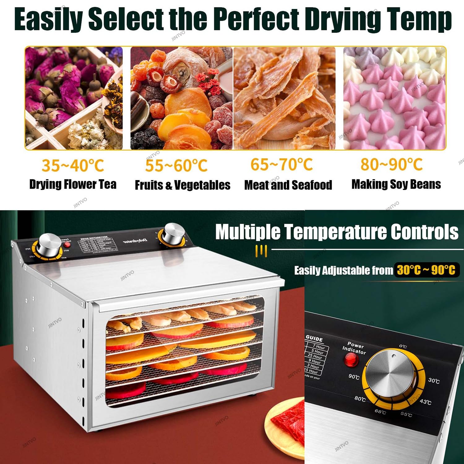 Essiccatore Per Carne Secca, Essiccatore Per Frutta, Design Multi-Vassoio In Acciaio Inox Con Controllo Del Timer E Temperatura Regolabile, Per Carne Essiccata, Frutta(6 layer)