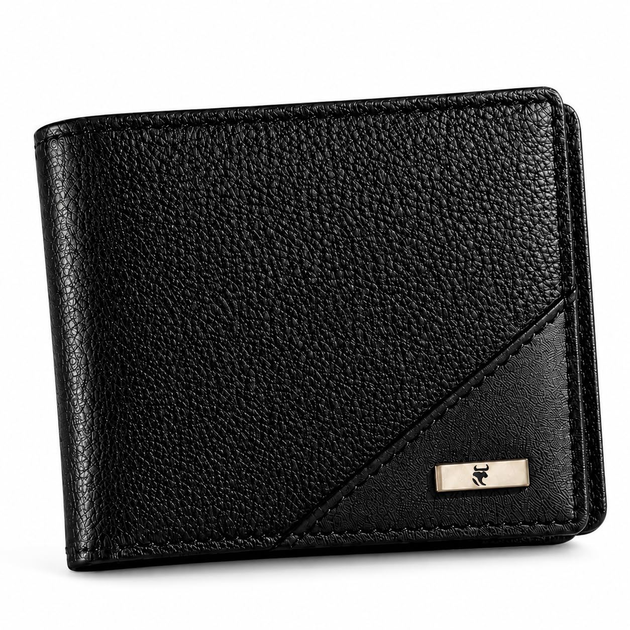 genuine leather men's bi-fold wallet | rfid blocking slim wallet with coin pocket, card slots & id window | premium black leather wallet for men | gift box included (black)