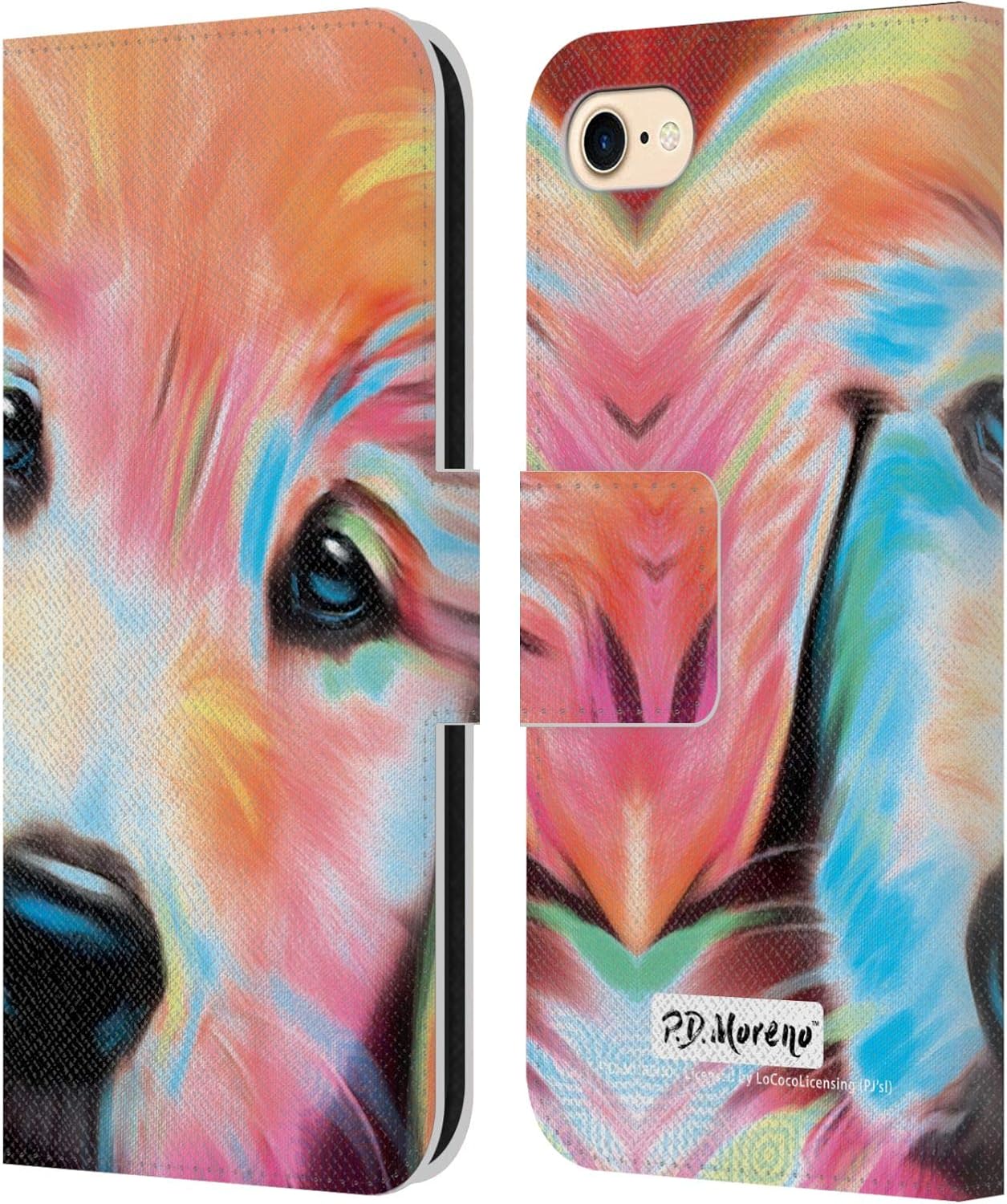 Head Case Designs Officially Licensed P.D. Moreno Puppy 2 Dogs Leather Wallet Case Compatible with Apple iPhone 7/8 / SE 2020 & 2022