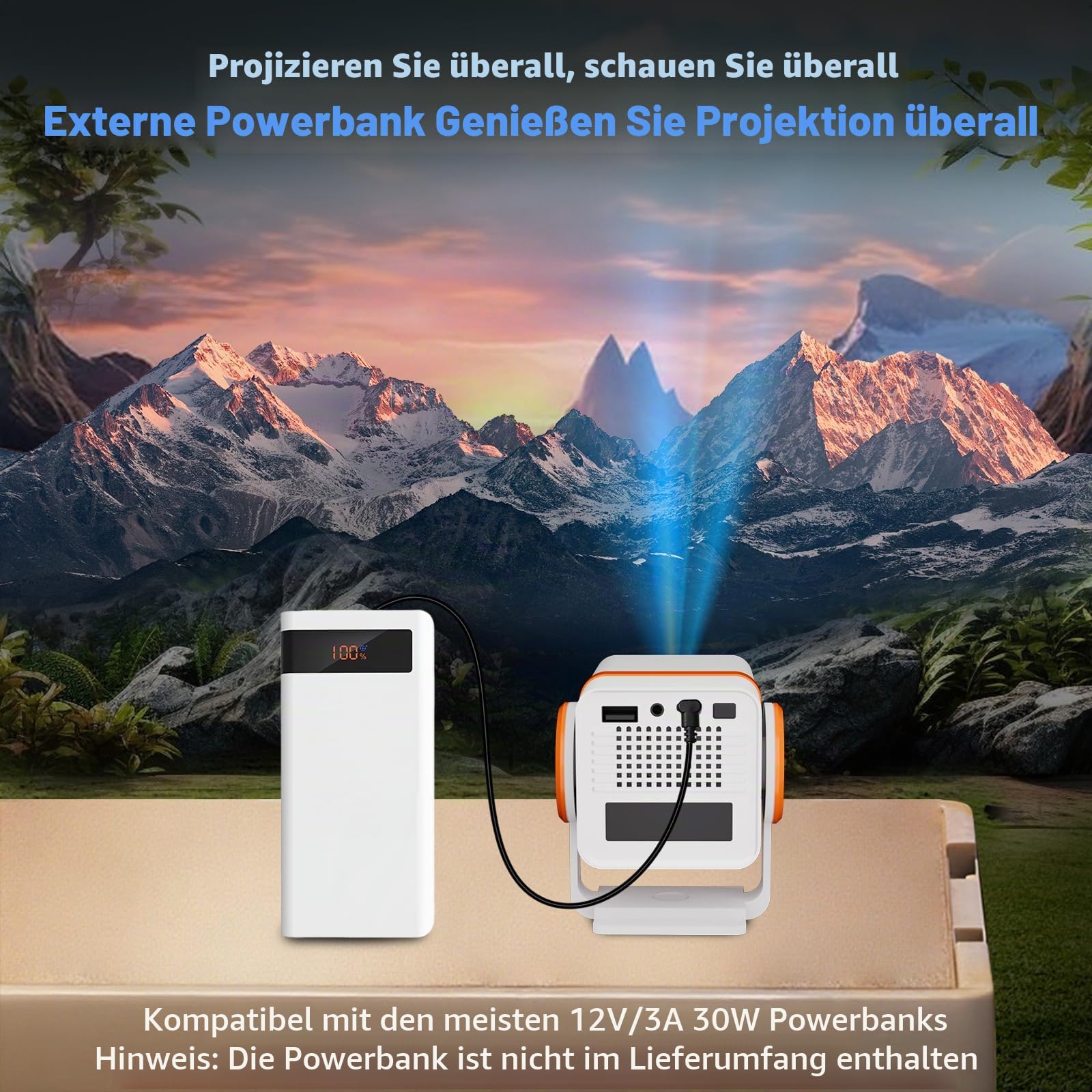 Mini Projector, Portable-Outdoor Projector, Android 13 with Built-in Apps, WiFi 6 & Bluetooth 5.0 Small Video Projector, 180° Rotatable Auto Keystone，Home Cinema Projector