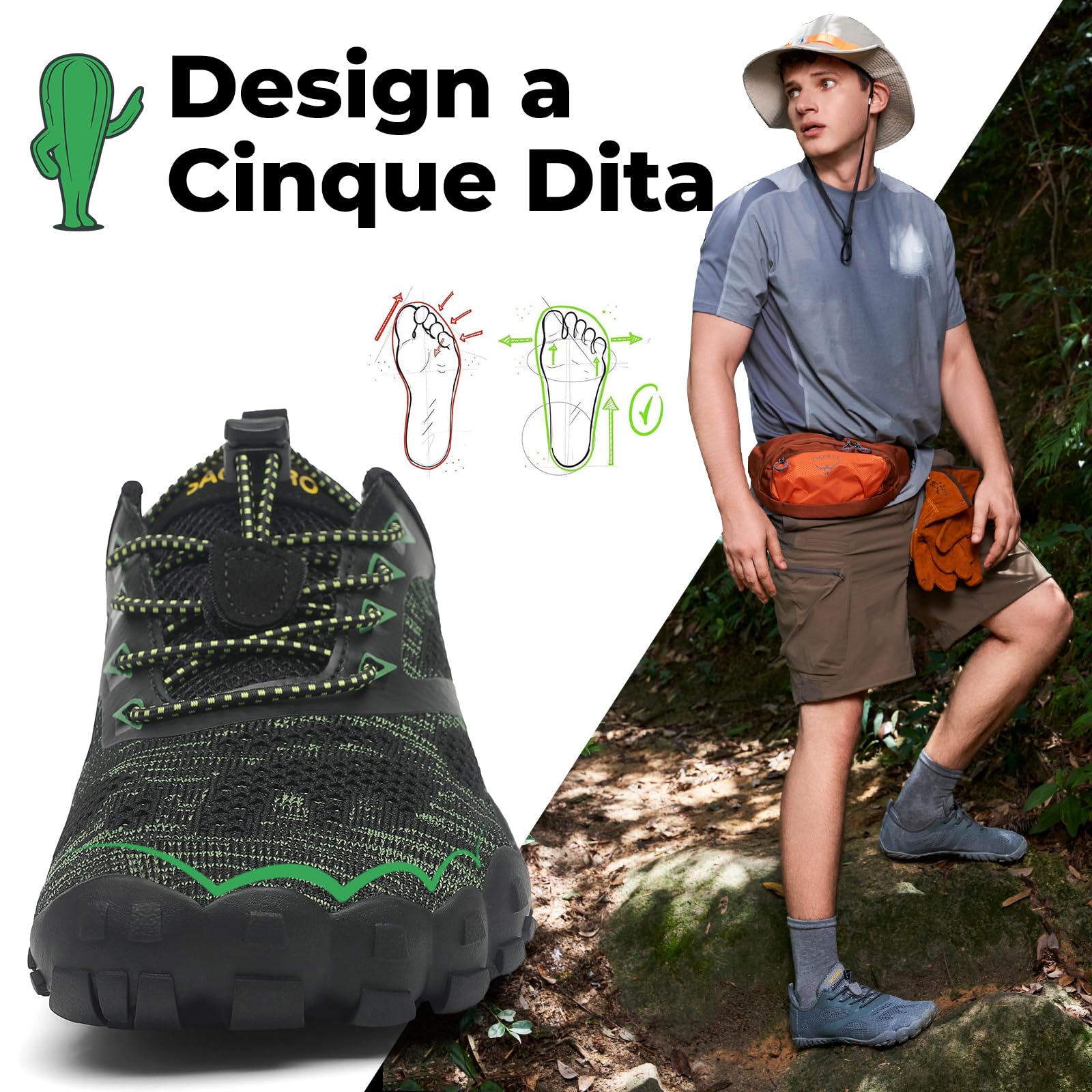 SAGUARO Scarpe Barefoot Shoes Minimaliste Scarpe da Trail Running Uomo Donna Gr.36-48