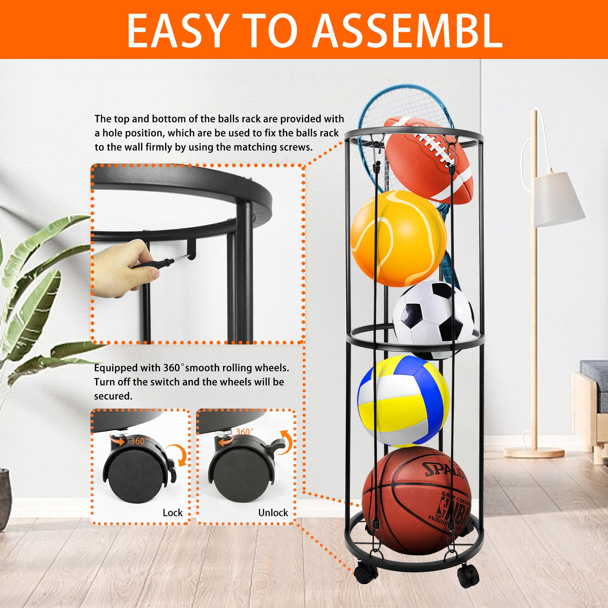 Auto Role Stack Basketball Rack Snapklik.com : BEWITU Garage Ball Storage Rack, Wall-Mounted Basketball ...