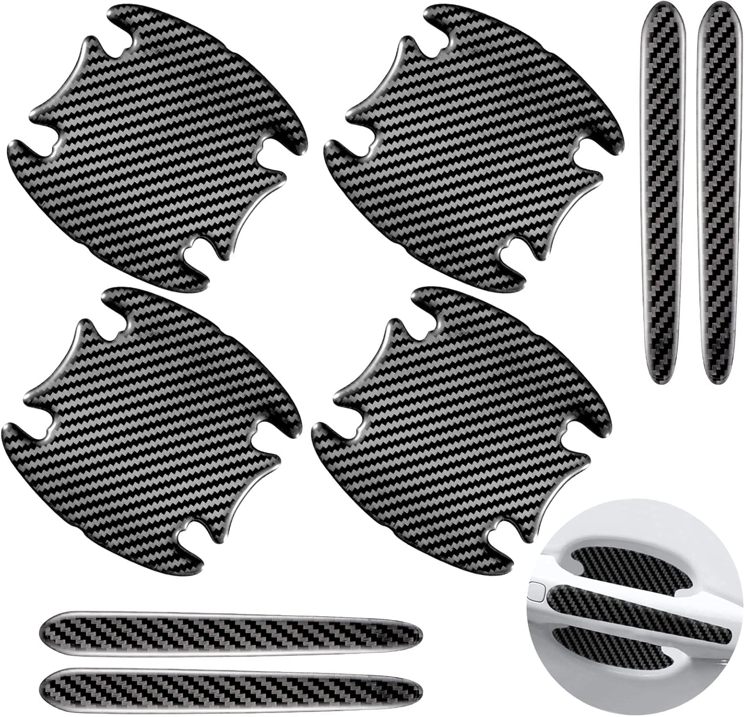 Woniyal 8 Pcs Car Door Handle Protector for BMW 5er G31 Touring Wagon 7.Gen 2017-2022, Carbon Fibre Door Handle Cover Anti-Scratch Exterior Door Handle Decal Automotive Paint Guard