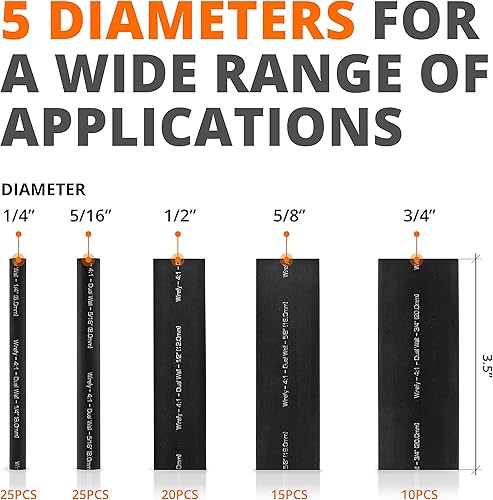 Miniatura 8 de Wirefy Kit de tubos termorretráctiles de alambre - Tubo termorretráctil de relación 3:1 - Kit de envoltura de alambre forrado adhesivo - Tubos